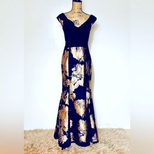 XScape woman’s long off shoulder dress